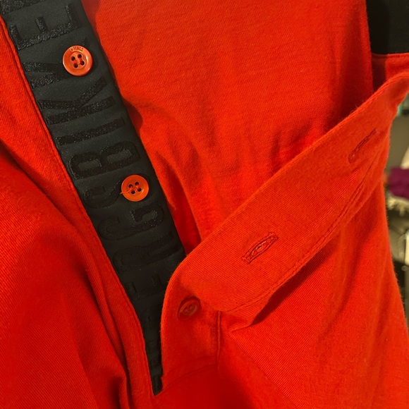 BIKKEMBERGS men’s Red and navy blue small polo shirt. - Picture 4 of 4